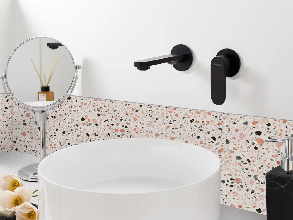 Wall Mounted Basin Mixer Tap GUATAVIA Brass Black