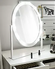 Kampauspöydän peili LED-valo ROSTRENEN Valkoinen_1178334