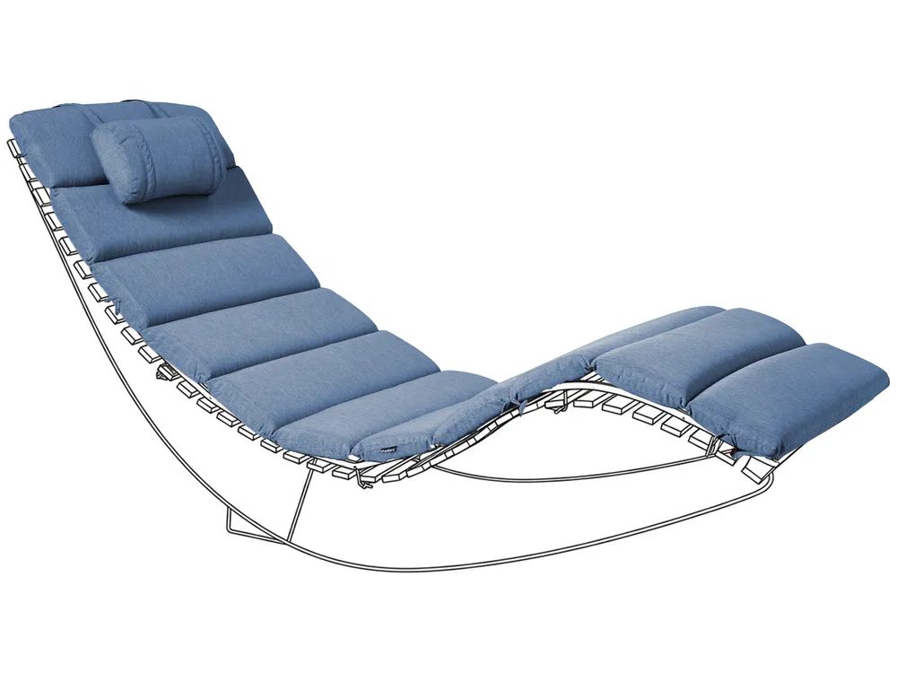 Sun Lounger Pad Cushion BRESCIA PREMIUM 180 x 60 cm Blue