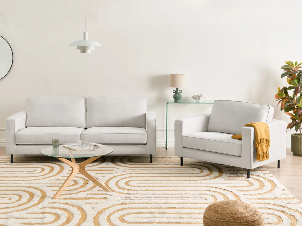 Sofa 3 Seater SAVALEN Fabric Off-White_1002349