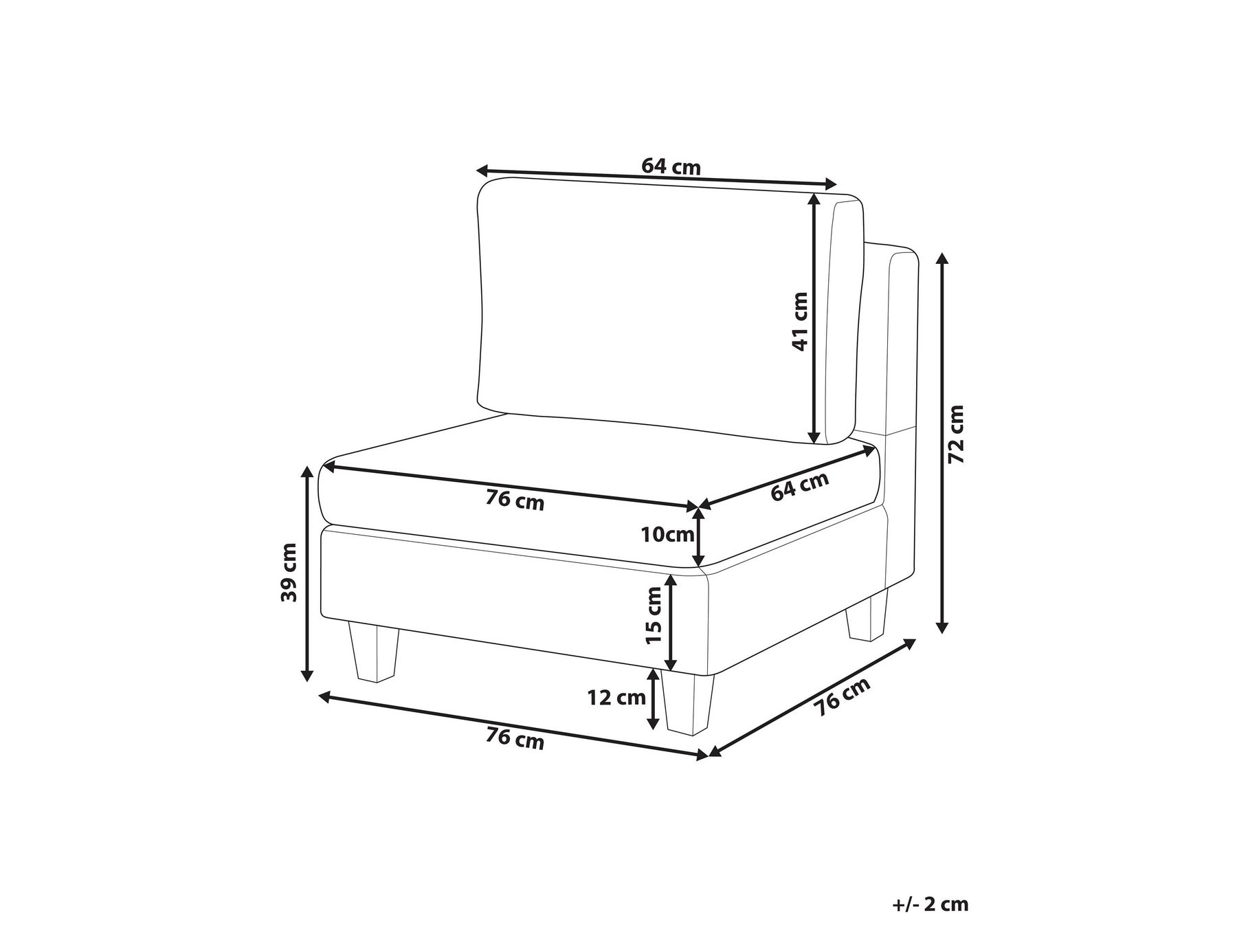 1-Seat Section FEVIK Fabric Light Grey_763558