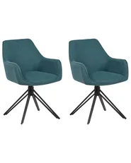 Set of 2 Dining Chairs Swivel JODAR Fabric Teal_945237