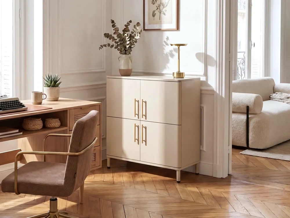 4 Door Sideboard OMBURA Metal Beige