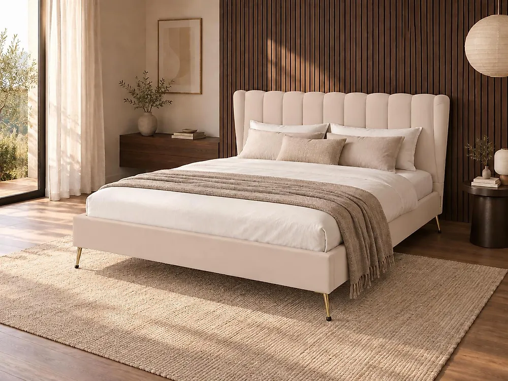Sänky Sametti MIRIBEL 180 x 200 cm Beige_1183055