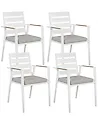Set of 4 Garden Chairs with Cushions TAVIANO Metal Grey