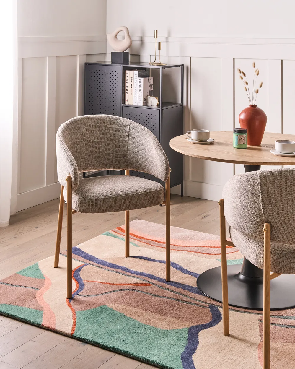 Set of 2 Dining Chairs ZANE Fabric Taupe
