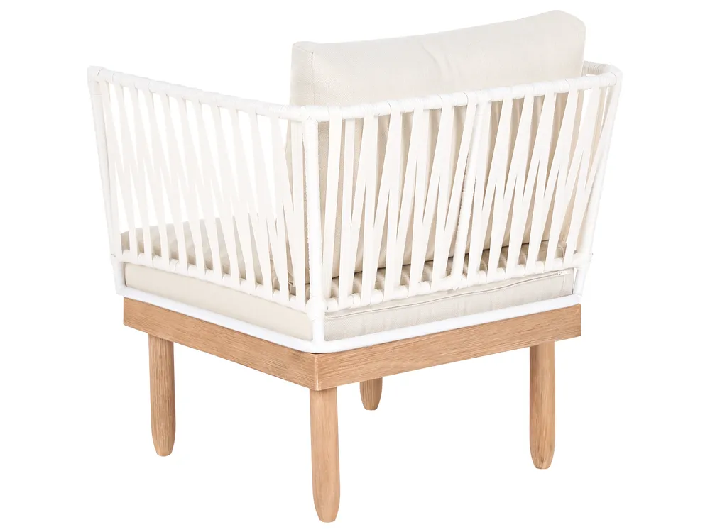 Garden Lounge Set with Table 4 Seater CREMONA Acacia Wood White Left Hand_1090526