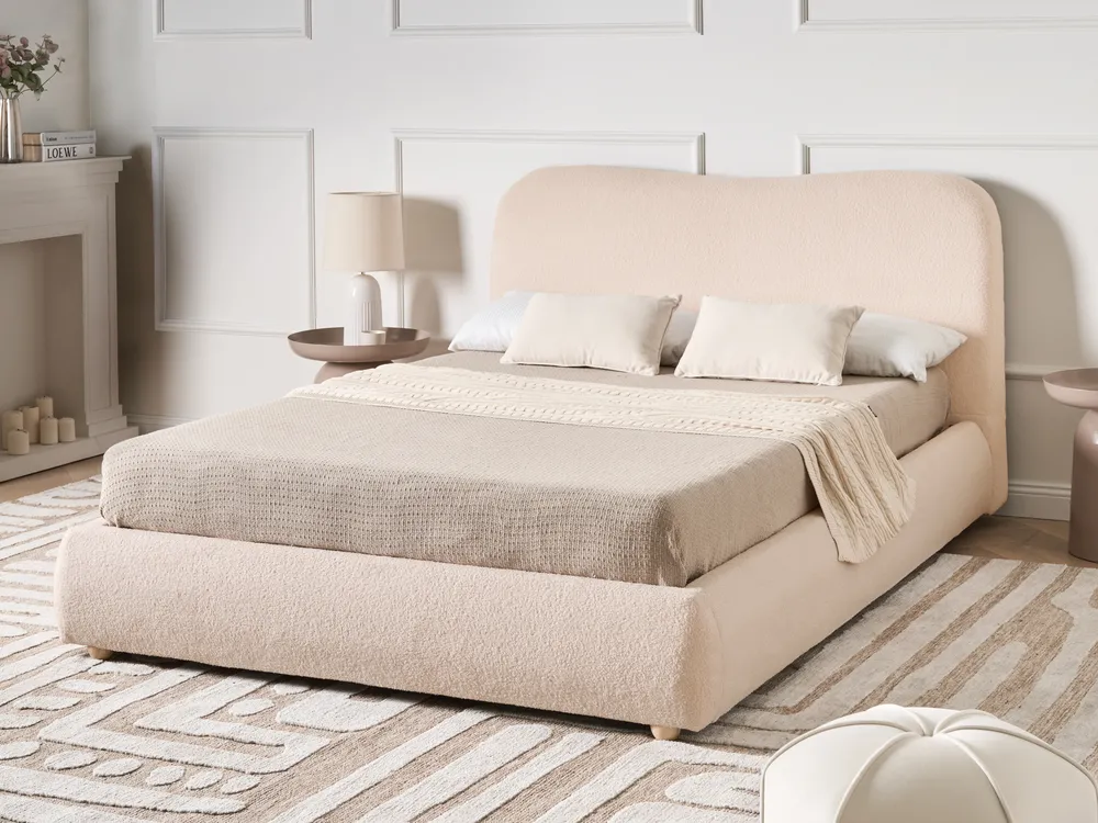 Ottoman Bed BLAGNAC Boucle Light Beige 140 x 200 cm (EU Double)
