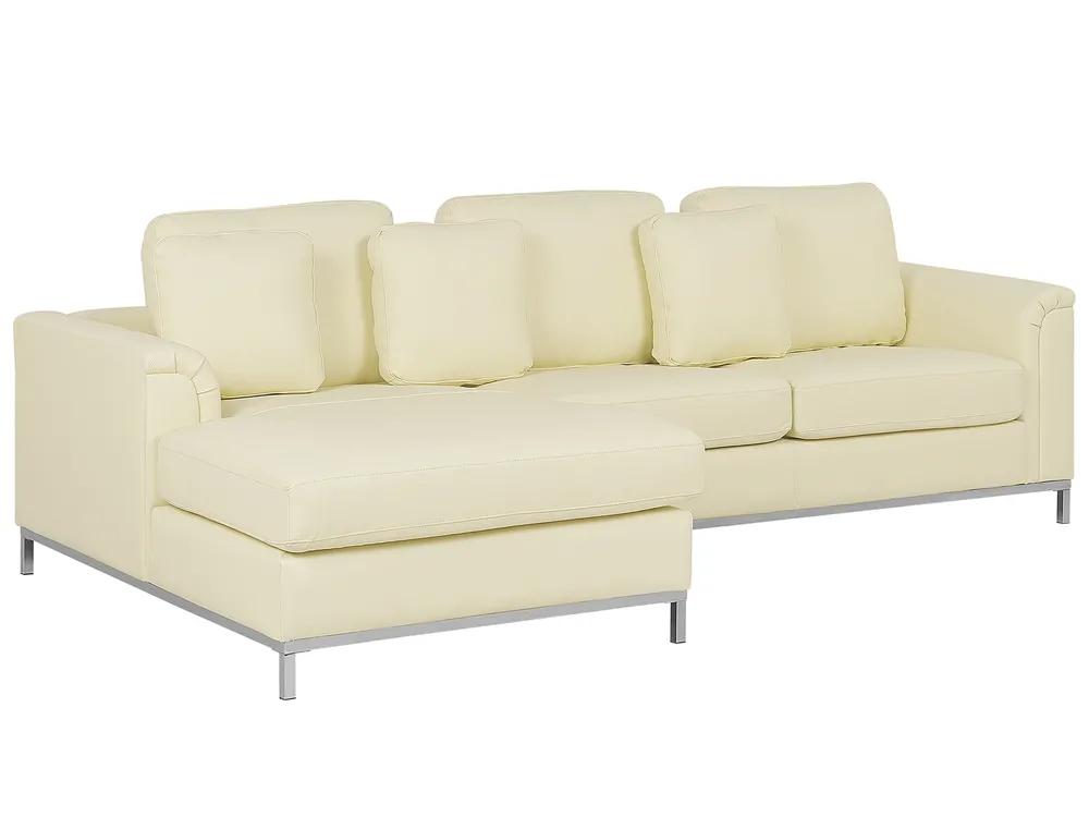 Hörnsoffa 4-sits OSLO Läder Ljusbeige Högervänd_769124
