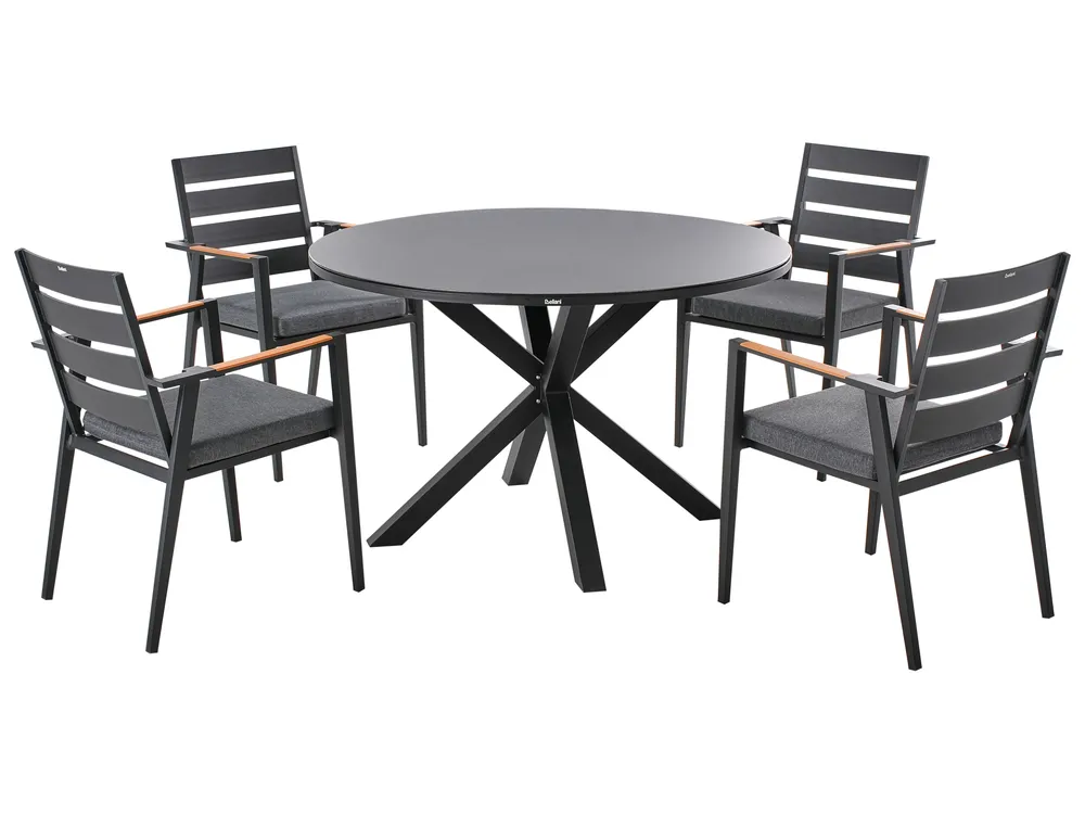 Garden Dining Set 4 Seater MALETTO/TAVIANO with Cushions Metal Black