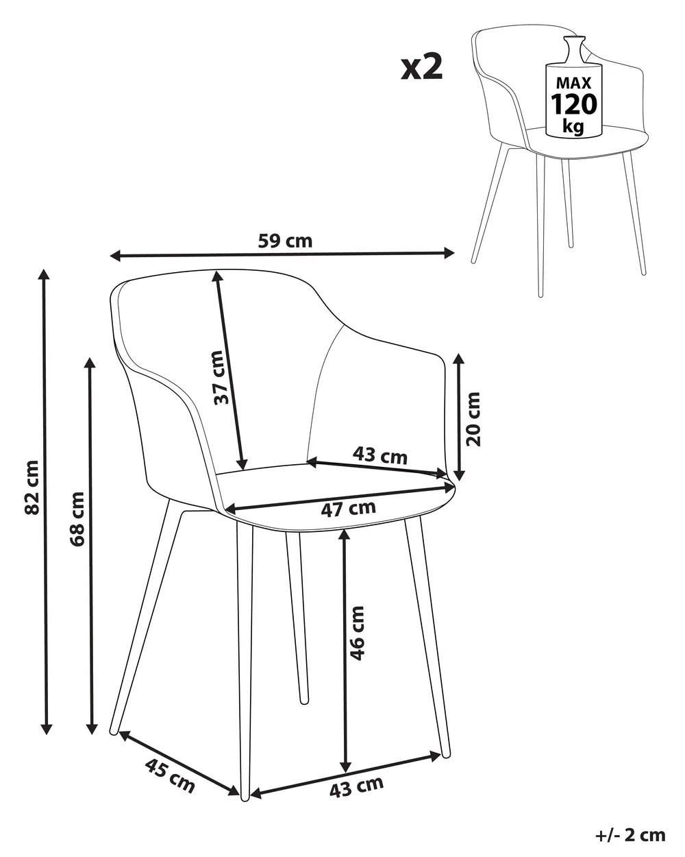 Set of 2 Dining Chairs ELIM Light Grey_883595