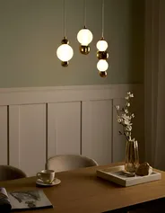 3 Light Pendant Lamp SORA LED Glass Gold_1033950