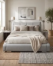 Bed Fabric NANTES 180 x 200 cm (EU Super King) Light Grey_1178118