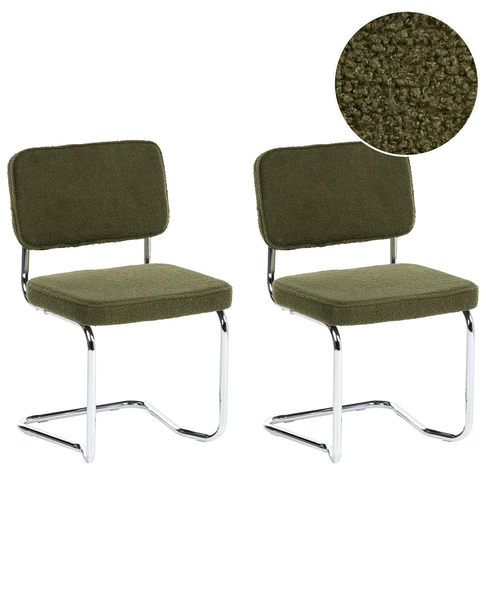 Set of 2 Dining Chairs IRWIN Boucle Green