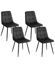 Set med 4 matstolar POWELL Sammet Svart_966738