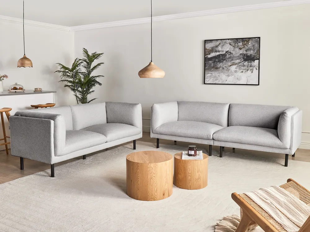 Sofa 3 Seater VORGOD Fabric Light Grey_999384