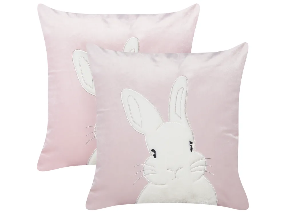 Set of 2 Decorative Cushions IBERIS Velvet 45 x 45 cm Pink