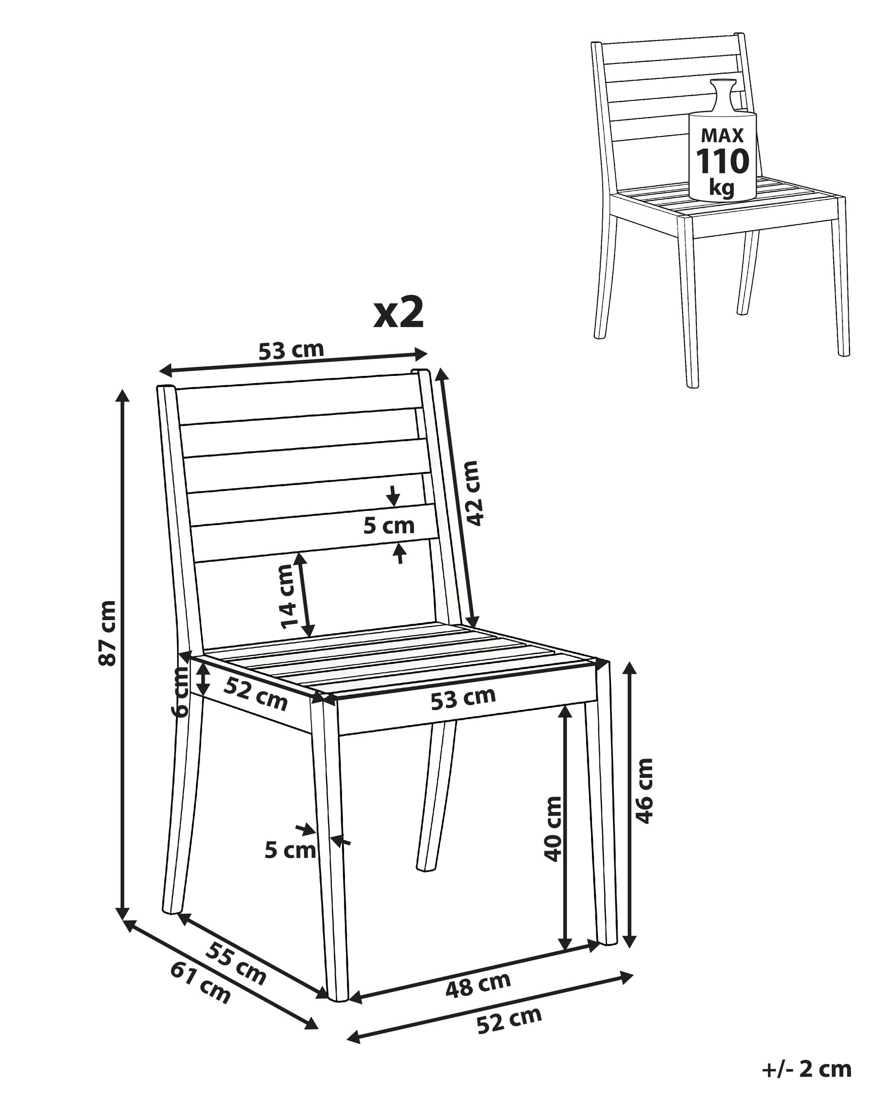 Set of 2 Garden Chairs CHIOGGIA Certified Acacia Wood Light Brown_1038428
