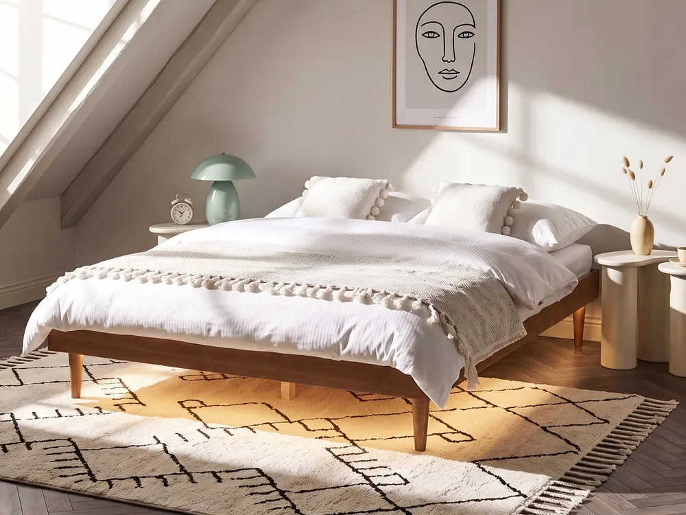 Bed with LED Light Wood TOUCY Various Sizes