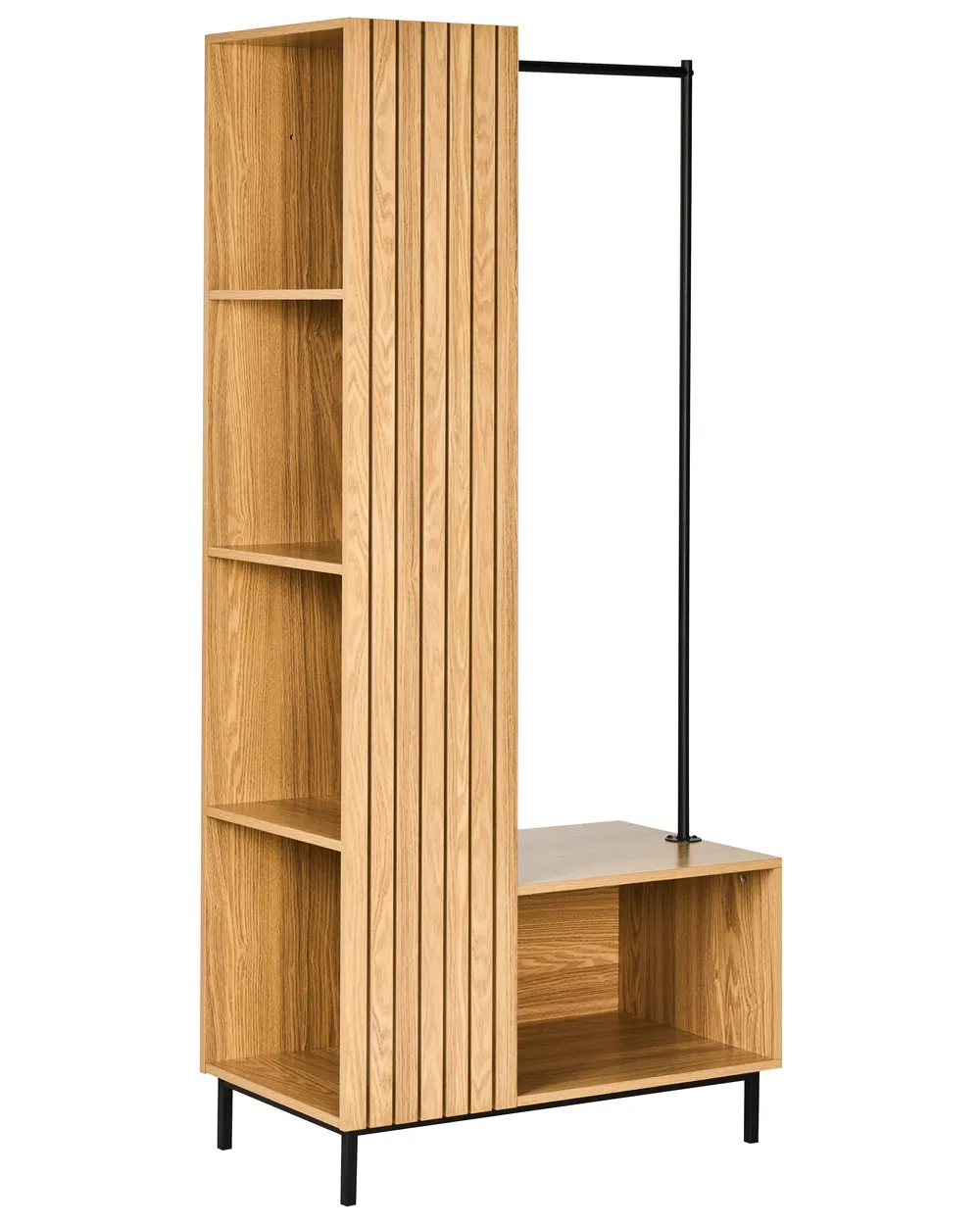 5 Shelf Open Wardrobe LEANDRO Light Brown
