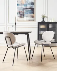 Set of 2 Dining Chairs LUANA Velvet Light Beige_884774