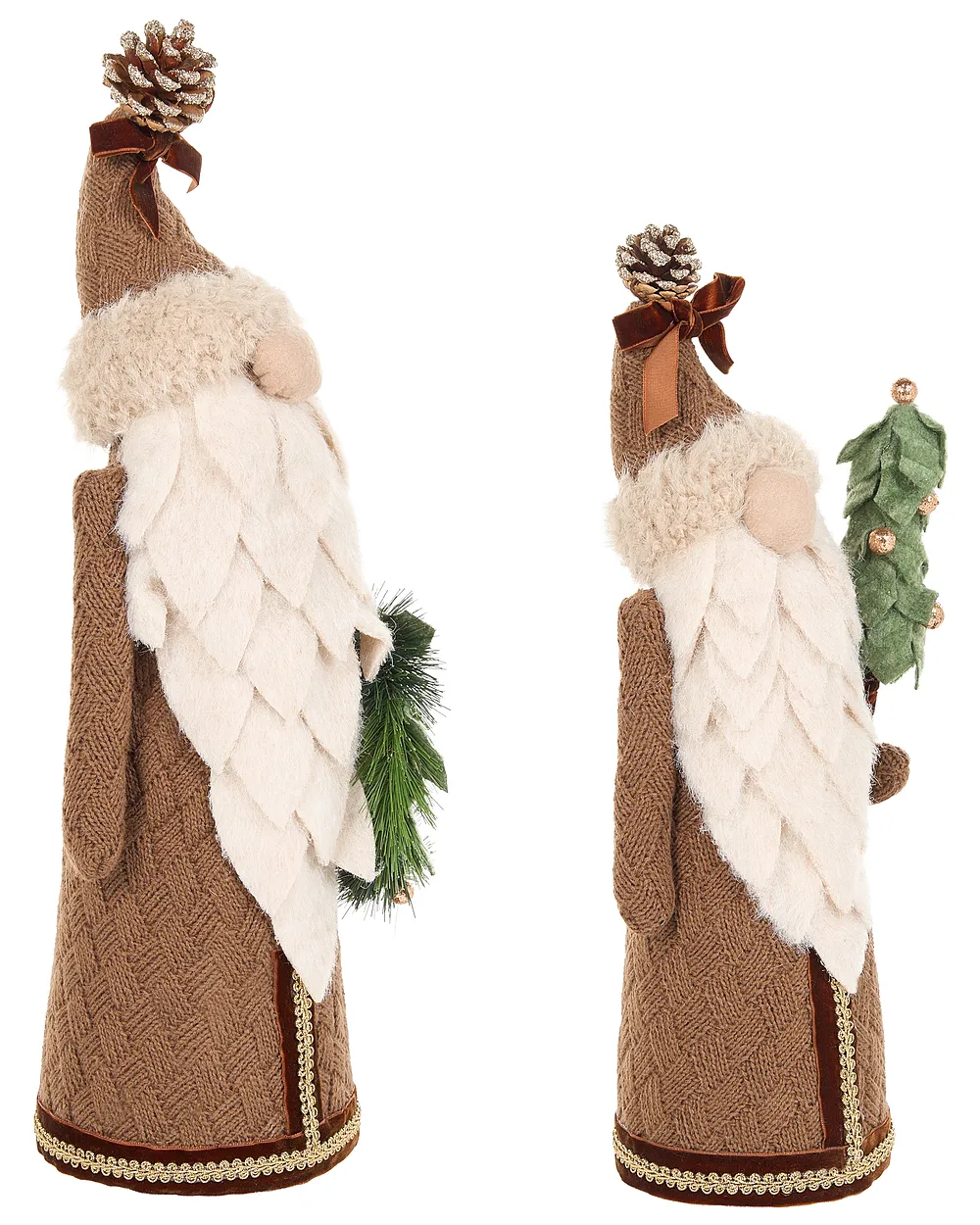 Set med 2 figuriner PITEA 44/54 cm Trädgårdstomte Brun