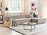 Hörnsoffa VERNON Sammet Beige Vänstervänd_1184898