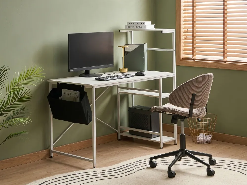 Home Office Desk ARAMINGO 120 cm 60 cm with Storage White