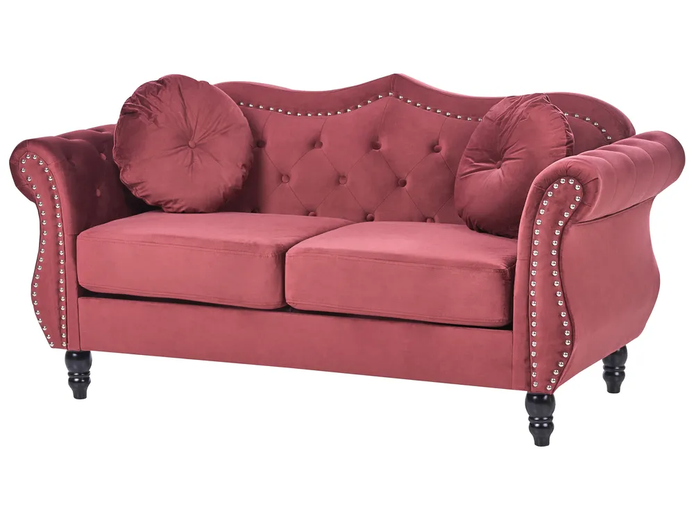 Living Room Set 5 Seater SKIEN Velvet Dark Red_743280