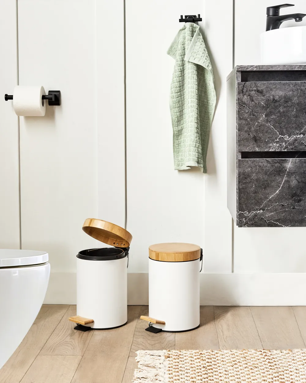 Set of 2 Pedal Waste Bins 3 L ECOSMART Metal White