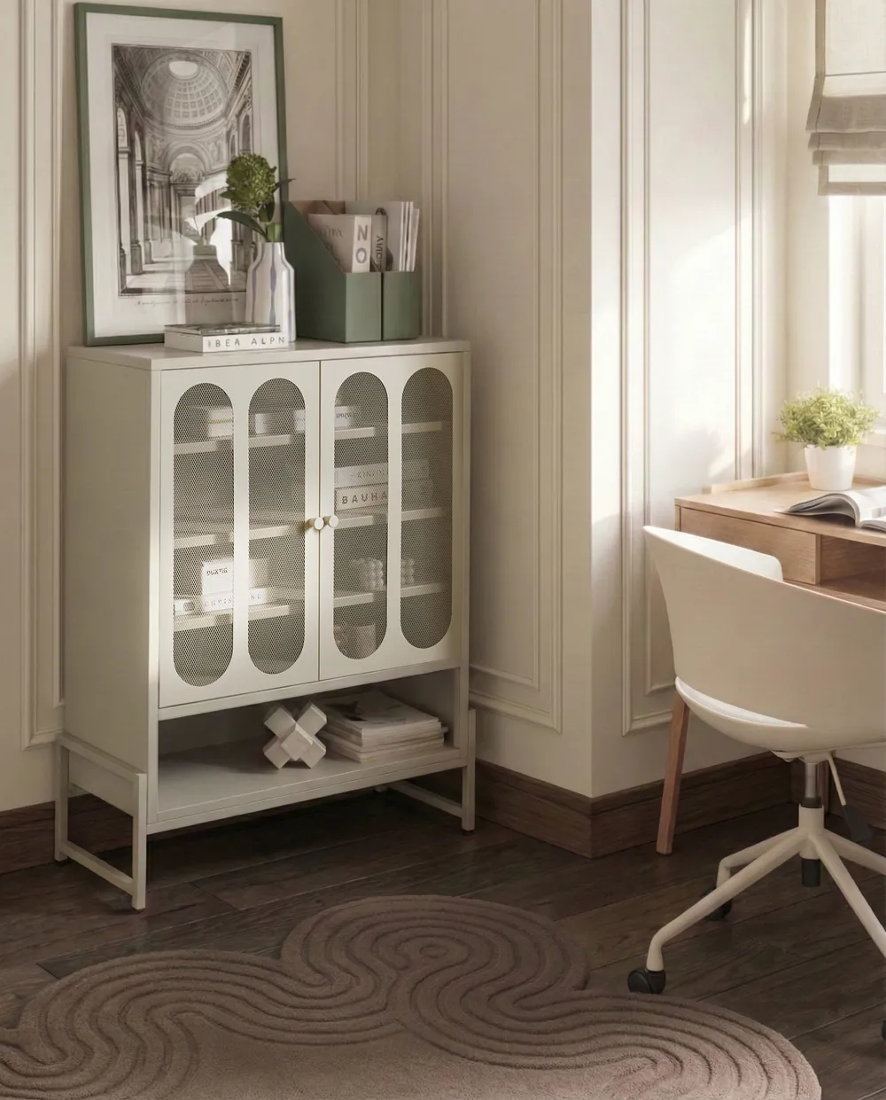 2 Door Sideboard SOLETTA Metal Light Beige