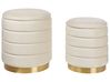Set med 2 förvaringspuffar GARLAND Sammet Ljusbeige