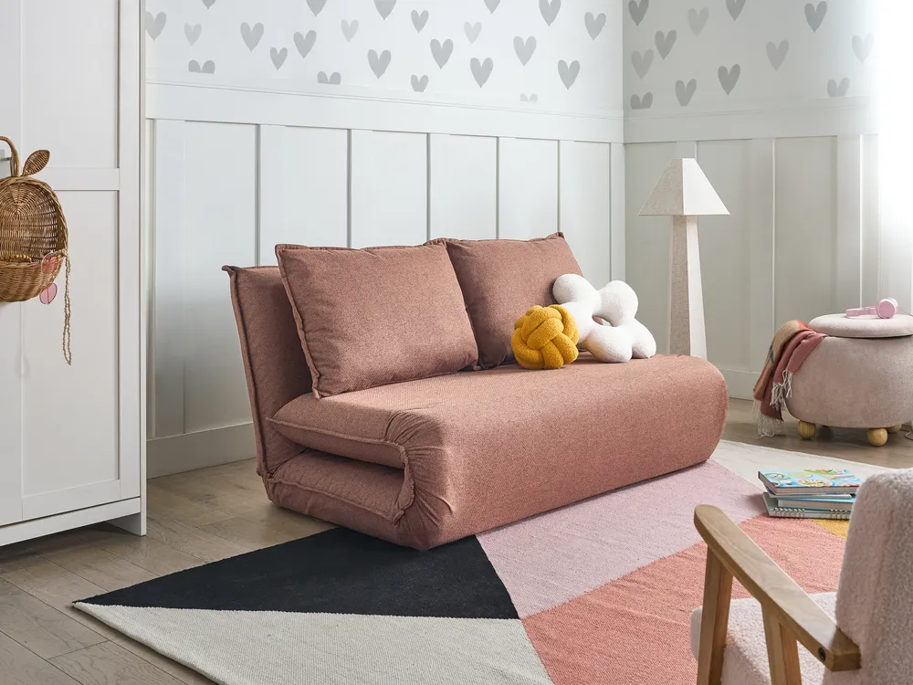 Sofa Bed 2 Seater ROROS Faux Linen Brown