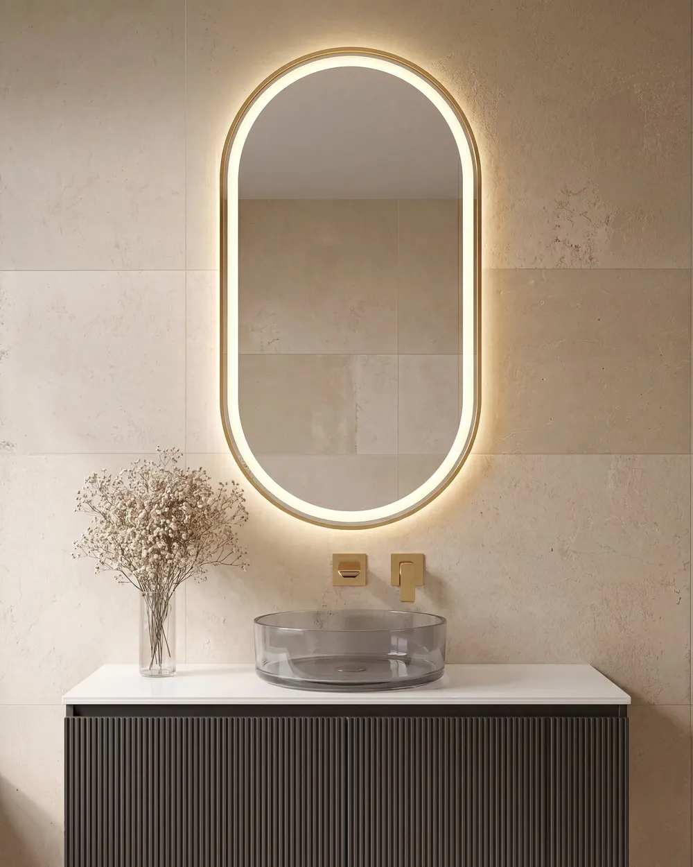 LED Bathroom Mirror CHIDDES 60 cm 120 cm Silver