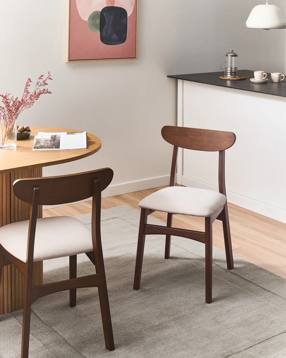 Ruokatuolisetti 2 kpl DOYLE Puu Ruskea/vaaleanbeige