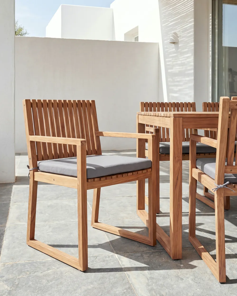 Set of 2 Garden Chairs with Cushions SASSARI PREMIUM Certified Acacia Wood Light Grey
