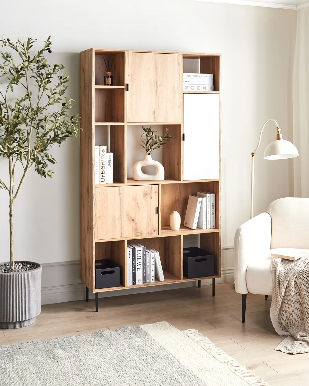5 Tier Shelving Unit AMOS 185 cm Light Brown