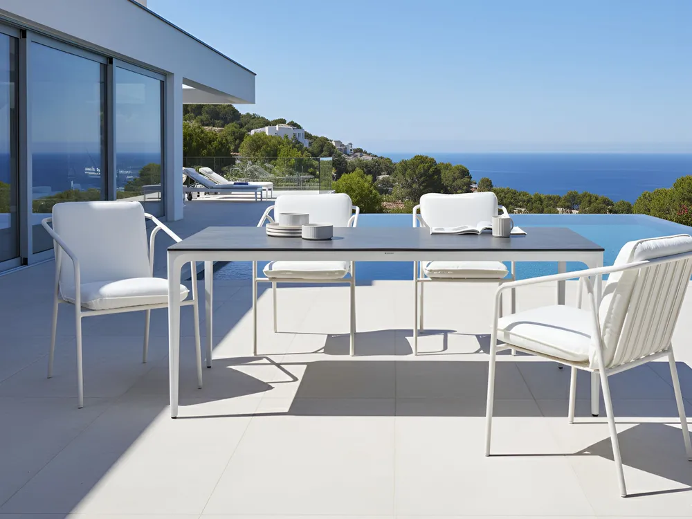 Garden Dining Table SOVARETO 180 cm 90 cm Stone Effect Dark Grey