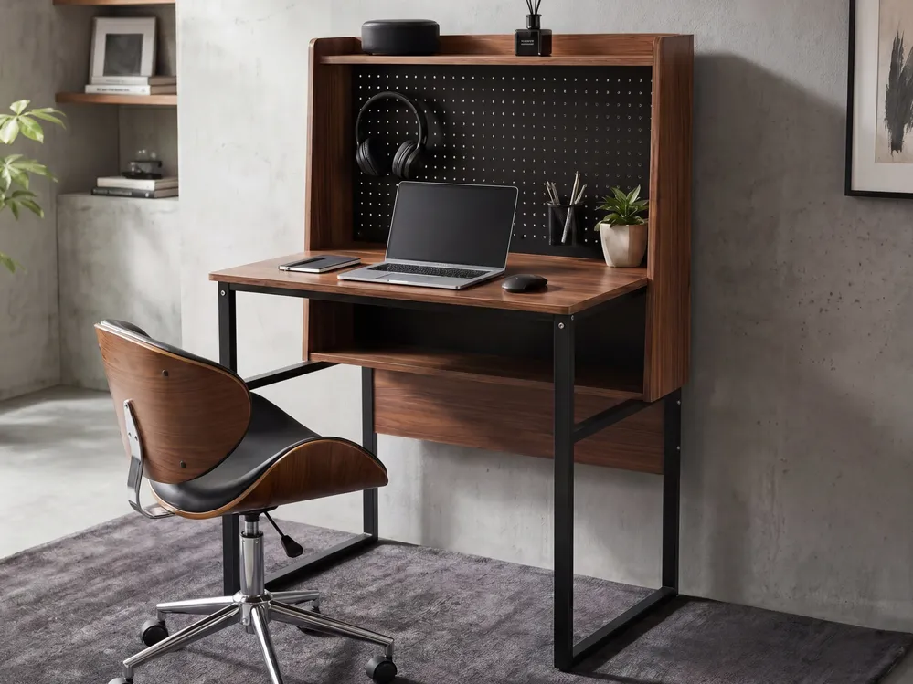 Office Desk with Memo Board BUXTON 84 cm 48 cm Dark Brown