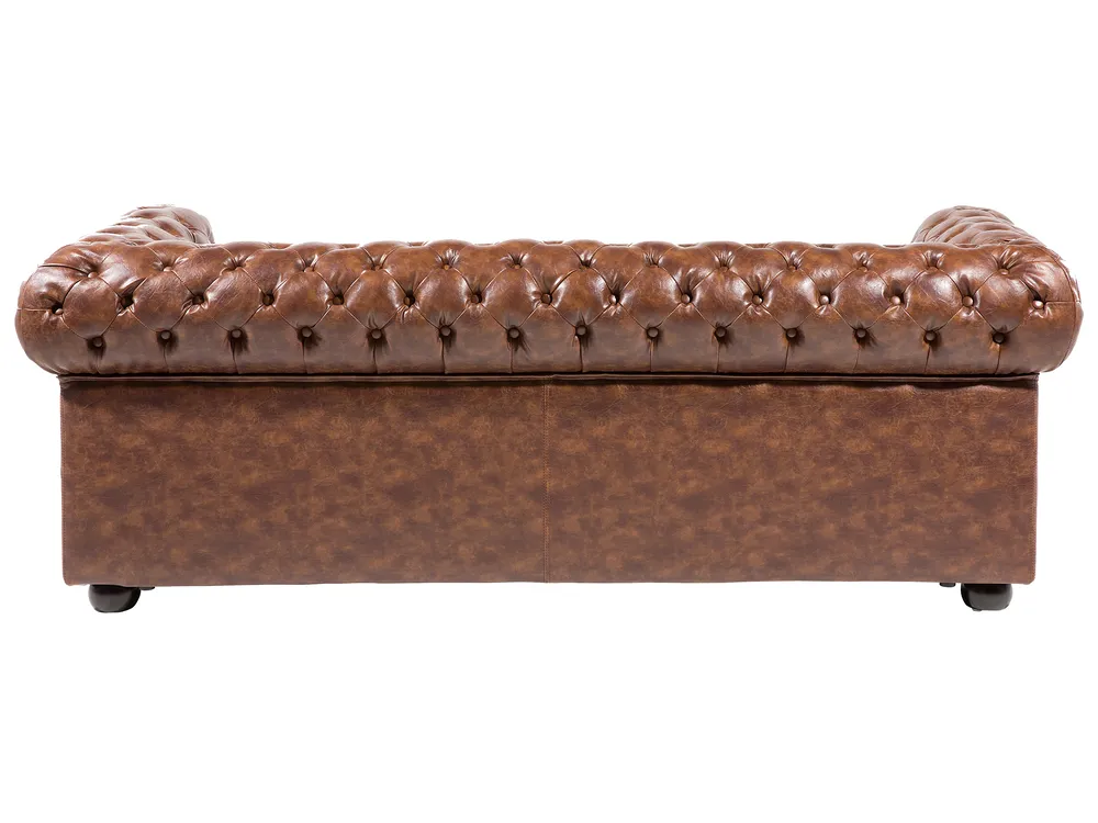 Soffa 3-sits CHESTERFIELD Konstläder Guldbrun_539831