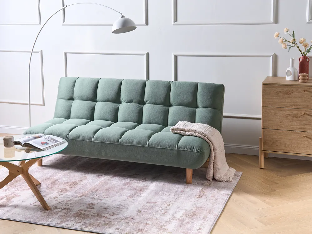 Sofa Bed 2 Seater RISOR Fabric Light Green