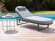 Sun Lounger with Cushion RONCOLO Metal Grey_1116676