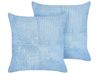 Set of 2 Decorative Cushions MILLET 43 x 43 cm Corduroy Blue Geometric Pattern