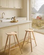 Set of 2 Bar Stools CANDO Light Brown_985946