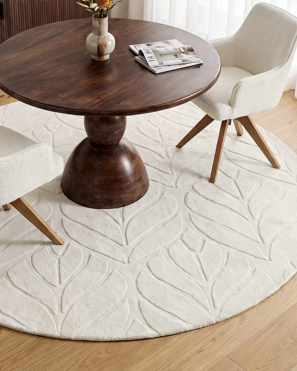 Faux Fur Rug MITCHELL Off-White ø 160 cm