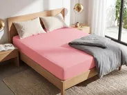 Fitted Sheet JANBU 140 x 200 cm Cotton Coral_845426