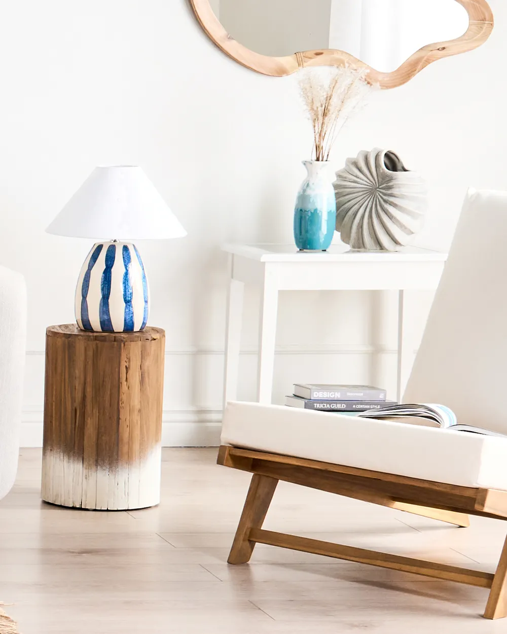 Side Table MOVAS Teak Wood Brown/ White_997761