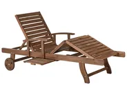 Sun Lounger with Cushion AMANTEA PREMIUM Reclining Acacia Wood Blue_1070460