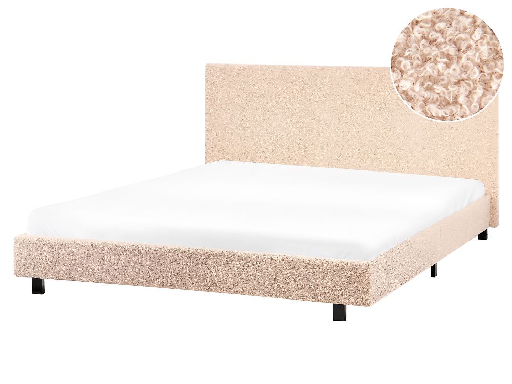 Säng med lamellram Bouclé ALBI 160 x 200 cm Beige