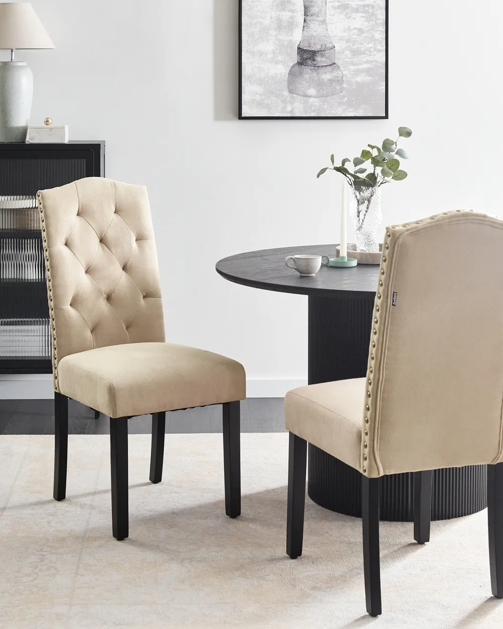 Set of 2 Dining Chairs SHIRLEY Fabric Beige